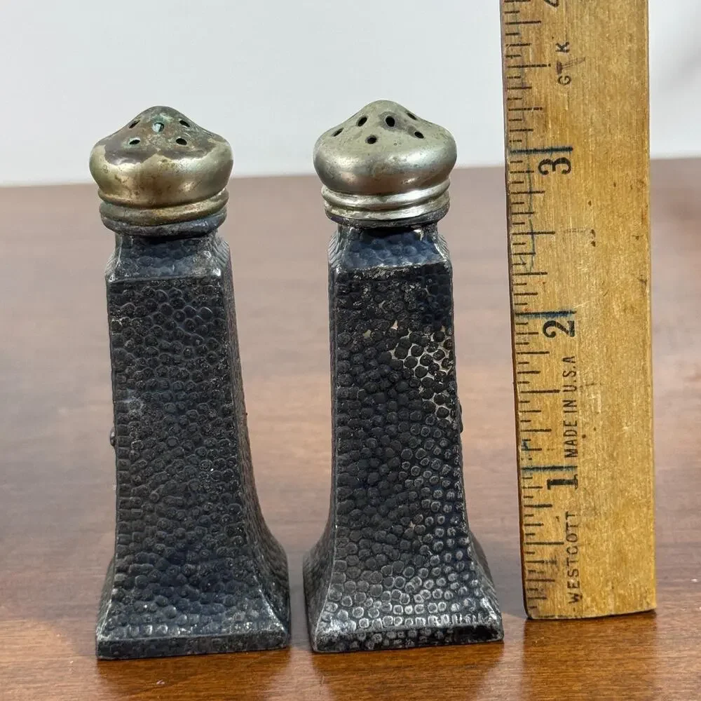 Vintage Salt & Pepper Shakers Nickel Silver Presto CCC 33 Pebble 3.25